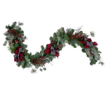 Northlight 6' x 12" Dual Plaid and Berries Artificial Christmas Garland - Unlit