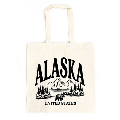 City Creek Prints Alaska Forest Scene Canvas Tote Bag - 15x16 - Natural