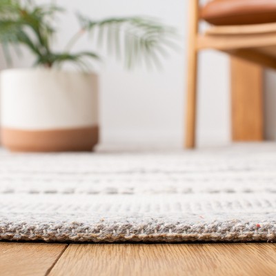 Ivory and Multi-Color Striped Kilim 3'x5' Handwoven Wool-Cotton Rug