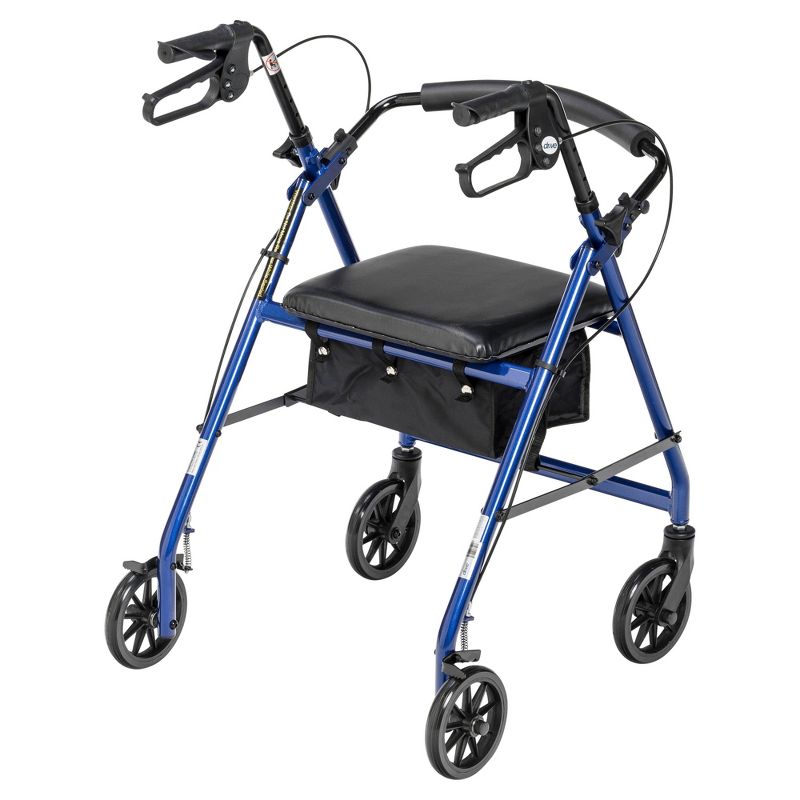 Drive Medical Walker Rollator with 6" Wheels, Fold Up Removable Back Support and Padded Seat, Blue, 5 of 12
