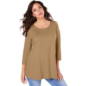 Roaman's Ultimate Three Quarter Sleeve Swing Tee - 1 of 4