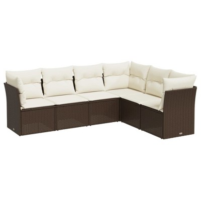 vidaXL Garden Sofa Set Brown PE rattan Large Adjustable Feet