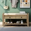 Farmhouse Shoe Storage Bench with Cushion and Drawers,39" Solid Wood Entryway Organizer with Bottom Rack for Hallway Bedroom-Baofuwish - 2 of 4