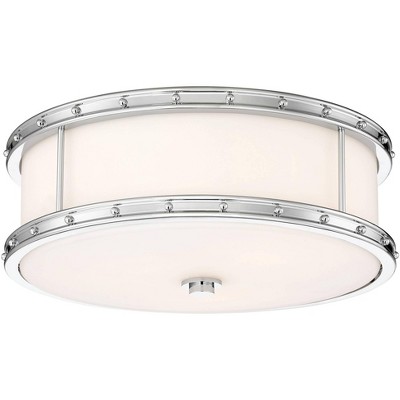 Minka Lavery Modern Ceiling Light Flush Mount Fixture 15 1/2" Chrome LED Etched Opal Glass Shade for Bedroom Kitchen Hallway House