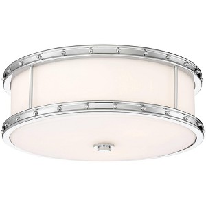 Minka Lavery Modern Ceiling Light Flush Mount Fixture 15 1/2" Chrome LED Etched Opal Glass Shade for Bedroom Kitchen Hallway House - 1 of 3