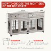 58" Large Dog Cage Furniture, Double Dog Cage Furniture with 2 Drawers and Removable Dividers, Heavy Duty Wooden Dog Cage Table, Suitable for 2 Dogs - 4 of 4