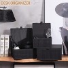 Aoibox Set of 3 Bamboo Woven Lined Storage Baskets with Lids Black Decorative Organizer for Home Kitchen Shelf - 2 of 4