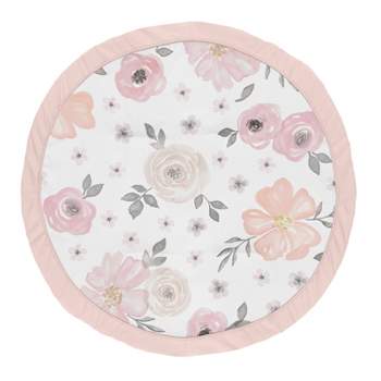 Sweet Jojo Designs Girl Baby Tummy Time Playmat Watercolor Floral Pink Grey and White