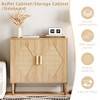 Buffet Cabinet with Storage, Buffet Storage Cabinet with Rattan Decorating 2 Doors - 3 of 4