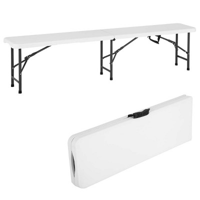 FDW Folding Bench 5.9ft Plastic Foldable Bench with Carrying Handle, White 1