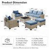 XIZZI All-Weather Rattan Furniture, Sectional Sets w/ Optional Solar Light-Up Coffee Table & Ottoman, Choose 6-9pc Configs in 8 Fade Resistant Colors - 3 of 4