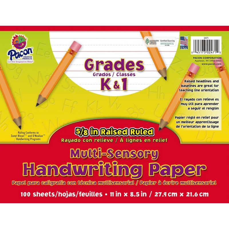 Pacon Multi-Sensory Handwriting Paper, 8-1/2 x 11 Inches, 100 Sheets, 1 of 6