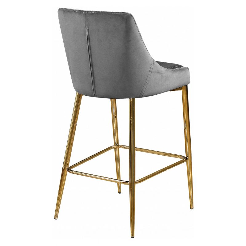Meridian Furniture Karina Collection Modern Contemporary Velvet Counter Height Stool for Kitchens and Bars with Gold Metal Frame (Set of 2), 3 of 5