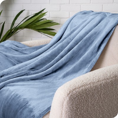 Coronet Blue Full/Queen Luxurious Fleece & Wool Blend Blanket
