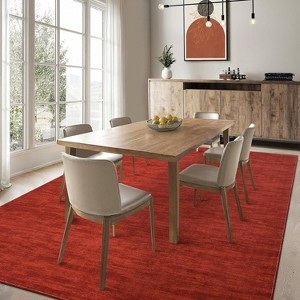 10'x13'Abstract Area Rug Machine Washable, Non-Slip Modern Accent Rug for Living Room Bedroom, Stain-Resistant Easy Clean Indoor Carpet,Red - 1 of 4