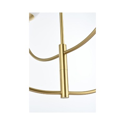 Nyomi 42" Brass and White Glass 4-Light Chandelier