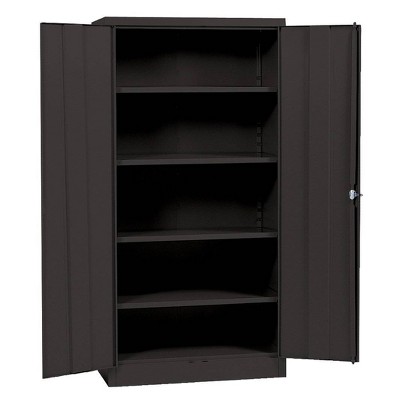 Black Steel Freestanding Lockable Office Cabinet with Adjustable Shelving