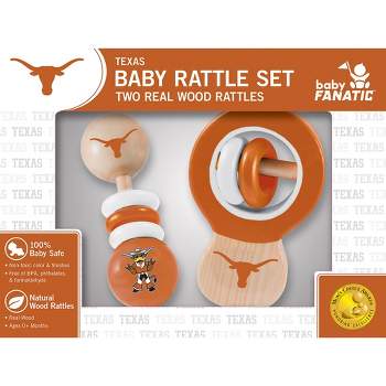 Baby Fanatic Wood Rattle 2 Pack - NCAA Texas Longhorns Baby Toy Set