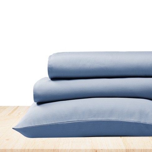 EHD 600 Thread Count 100% Cotton Sheet Set - Full Size, 4-Piece, 15" Deep Pocket, Light Blue
