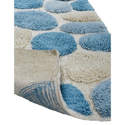 Aquamarine and White Cotton Pebble Pattern Bath Rug Set