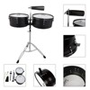 SEVOBAL Drum and Percussion Accessories, 13" and 14" Timbales Set with Stand and Cowbell for Live Performance and Practice, Black, 30.71"*19.69"*7.87" - 3 of 4