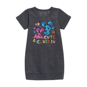 Girls' - Blue's Clues & You! - Cute & Clued In Graphic Short Sleeve Fleece Dress - 1 of 2