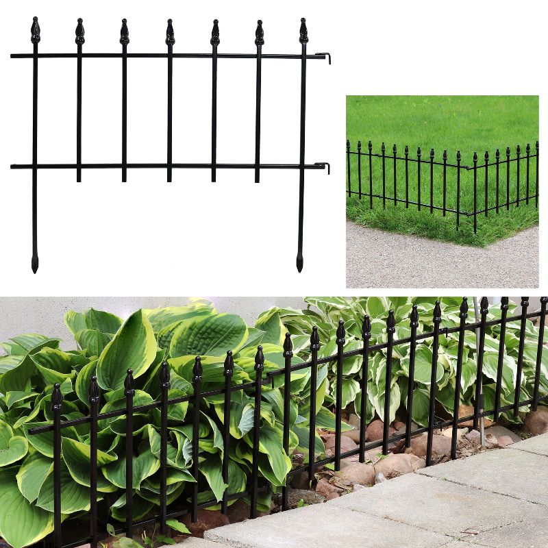 Sunnydaze Outdoor Lawn and Garden Metal Roman Style Decorative Border Fence Panel Set - 9' - 5pk, 1 of 13