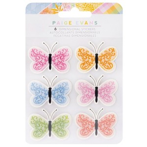 Paige Evans Garden Shoppe Dimensional Stickers - Butterflies, 6pcs - 1 of 2