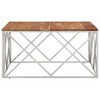 vidaXL Coffee Table Silver Stainless Steel and Solid Acacia Wood - 4 of 4