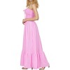 LA LEELA Women's House Daily Routine Evening Wear Solid Smocked Tube Top Maxi Evening Frill Dress Casual Dresses for Women - 2 of 3