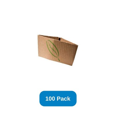 ecotainer Sleeve for 10-20 oz Hot Cup Printed Kraft Paper Compostable - Pack of 100