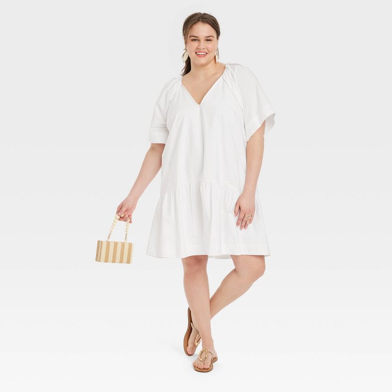 Women's Flutter Short Sleeve Mini Poplin Dress - A New Day™, 4 of 12