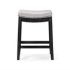 HomeRoots 26" White and Black Fabric and Solid Wood Backless Counter Height Bar Chair - 4 of 4