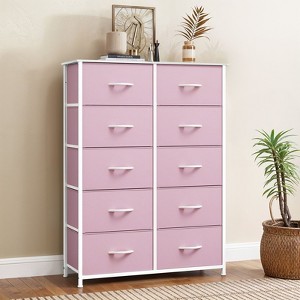 10 Drawer Dresser , Fabric Storage Tower, Organizer Unit for Room, Living Room, Hallway, Closets ,Sturdy Steel Frame, Wooden Top - 1 of 4