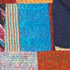 HomeRoots 50" X 70" Blue Red And Yellow Patchwork Silk Quilted Kantha Throw Blanket with Embroidery - 4 of 4