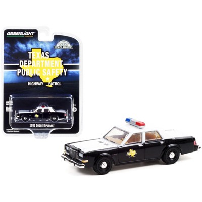 1981 Dodge Diplomat White and Black Highway Patrol "Texas Department of Public Safety" 1/64 Diecast Model Car by Greenlight