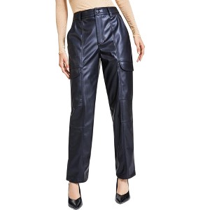 bar III Womens Faux-leather Casual Cargo Pants - 1 of 1