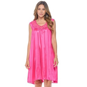 Casual Nights Women's Sleeveless Flower Satin Nightgown - 1 of 4