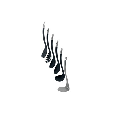 Compact Black and Stainless Steel 5-Piece Nesting Utensil Set