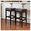 Set of 2 30.5" Lopez Leather Backless Barstools Brown - Christopher Knight Home: Saddle Seat, Wood Legs - 2 of 3