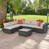 7-Piece Patio Furniture Set with PE Wicker, Tempered Glass Table, Cushions, and Pillows for Outdoor Spaces - 2 of 4