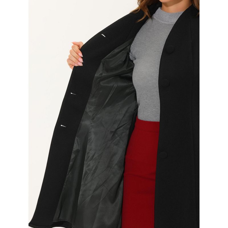 Allegra K Women's Single Breasted Long Sleeve Mid-Long Winter Coat, 5 of 6