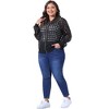 Agnes Orinda Women's Plus Size Hollow Out Long Sleeve Baseball Collar Zip Up Bomber Jackets - 3 of 4
