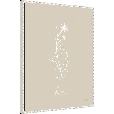 Beige and White Botanical Canvas Print with Beaded Frame