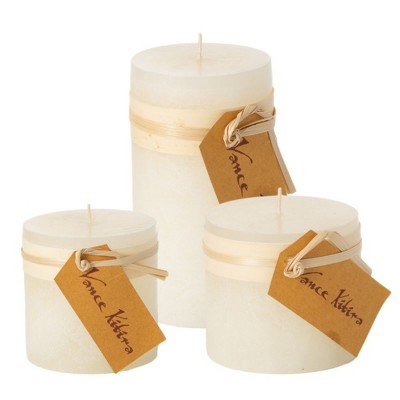 Melon White Timber Pillar Candles Kit - Set of 3