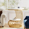 ORRD Round End Table with 2 Tiers, White Faux Marble & Gold Metal Arc Frame, Modern Small Side Table or Bedside Nightstand for Living Room & Bedroom - 2 of 4