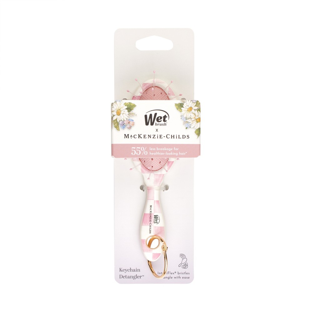 Wet Brush x MacKenzie Childs Keychain Detangler Hair Brush - Rosy Check: For All Hair Types, Nylon Bristles