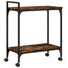 vidaXL Kitchen Trolley Smoked Oak 23.8 in.x12.2 in.x28.5 in. Engineered Wood - 2 of 4