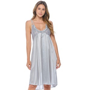Casual Nights Women's Satin Lace Camisole Nightgown - 1 of 4