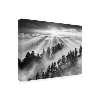 Trademark Fine Art -Monte Nagler 'Smoky Mountain Sunrise Tennessee Black And White' Canvas Art
